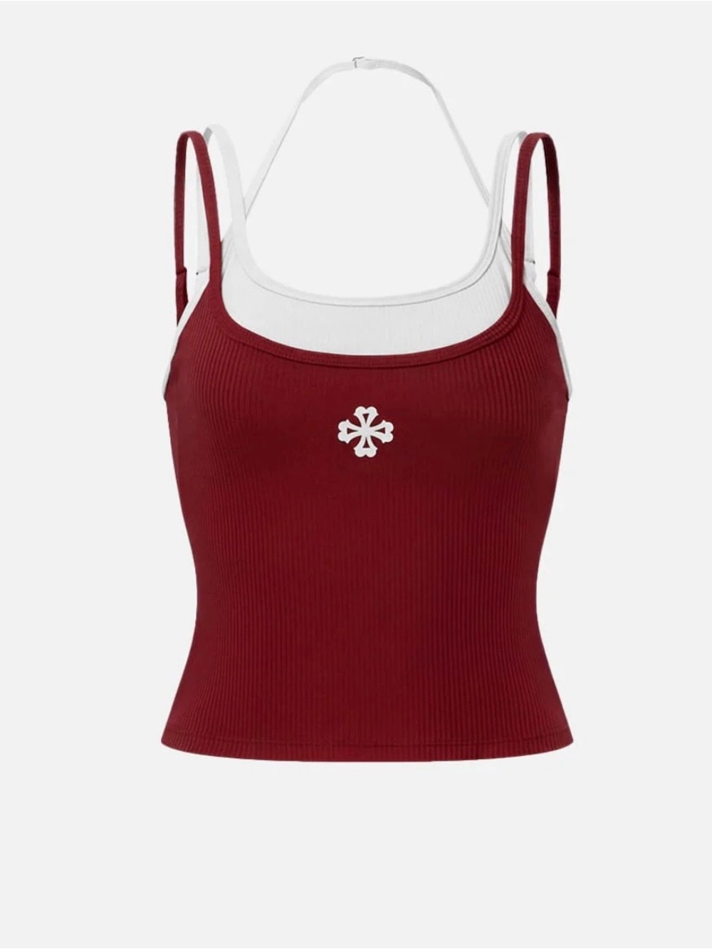 Aelfric Eden Ribbed Layered Camisole - Burgundy & White
